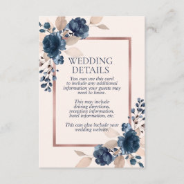 Rose Gold Navy Blue Dusty Rosa Blumendetails Begleitkarte