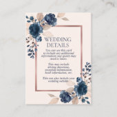 Rose Gold Navy Blue Dusty Rosa Blumendetails Begleitkarte (Vorderseite)