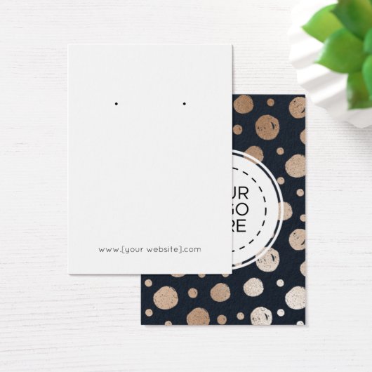 Rose Gold Navy Blue Earring Display Card (Schreibtisch)