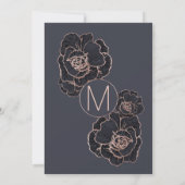 Rose Gold Navy Blue Flowers Brautparty Einladung (Rückseite)