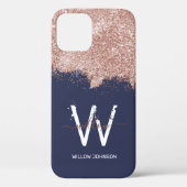 Rose Gold Navy Blue Girl Dust Monogram Case-Mate iPhone Hülle (Rückseite)