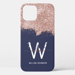 Rose Gold Navy Blue Girl Dust Monogram Case-Mate iPhone Hülle