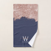 Rose Gold Navy Blue Girl Glitzer Dust Monogram Badhandtuch Set (Handtuch)