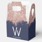 Rose Gold Navy Blue Girl Glitzer Dust Monogram Geschenkschachtel (Geöffnet)