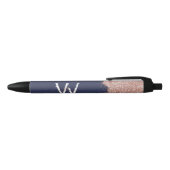 Rose Gold Navy Blue Girl Glitzer Dust Monogram Kugelschreiber (Oberseite)