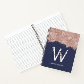 Rose Gold Navy Blue Girl Glitzer Dust Monogram Notizblock (Innenseite)