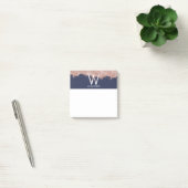 Rose Gold Navy Blue Girl Glitzer Dust Monogram Post-it Klebezettel (Büro)