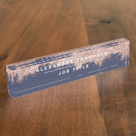 Rose Gold Navy Blue Girl Glitzer Staub Namensplakette