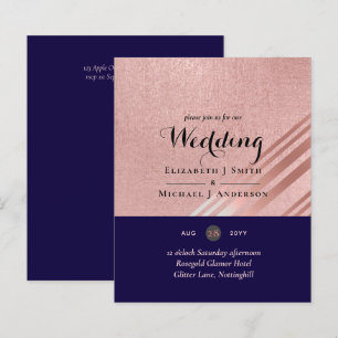 Rose Gold Navy Blue Glitzer Foil Look WEDING
