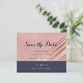 Rose Gold Navy Blue Glitzer Foil Look WEDING (Stehend Vorderseite)