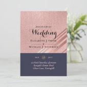 Rose Gold Navy Blue Glitzer Foil Look WEDING (Stehend Vorderseite)