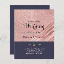 Rose Gold Navy Blue Glitzer Foil Look WEDING