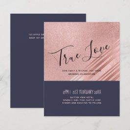 Rose Gold Navy Blue Glitzer Foil Look WEDING