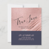 Rose Gold Navy Blue Glitzer Foil Look WEDING (Vorderseite)