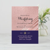Rose Gold Navy Blue Glitzer Foil Look WEDING (Stehend Vorderseite)