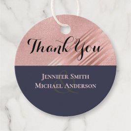 Rose Gold Navy Blue Glitzer Foil Look WEDING Geschenkanhänger