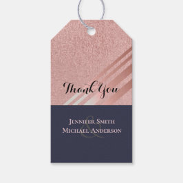 Rose Gold Navy Blue Glitzer Foil Look WEDING Geschenkanhänger