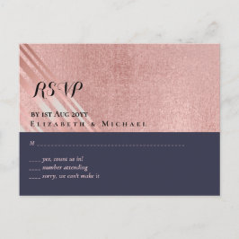 Rose Gold Navy Blue Glitzer Foil Look WEDING Postkarte