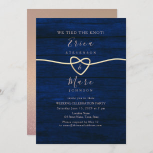 Rose Gold Navy Blue Hochzeitsempfang Einladung