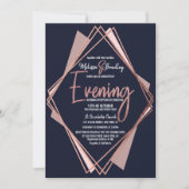 Rose Gold Navy Blue Mauve Geometric Abend Einladung (Vorderseite)