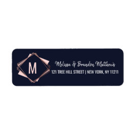 Rose Gold Navy Blue Mauve Geometric Address