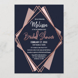 Rose Gold Navy Blue Mauve Geometric Brautparty Einladung