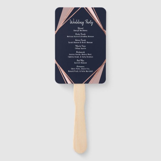 Rose Gold Navy Blue Mauve Geometric Programme Fächer (Rückseite)