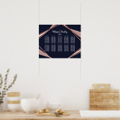 Rose Gold Navy Blue Mauve Geometric Seekarte Poster (Küche)