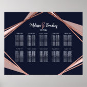 Rose Gold Navy Blue Mauve Geometric Seekarte Poster (Vorne)
