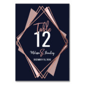Rose Gold Navy Blue Mauve Geometric Tischnummer (Vorderseite)