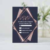 Rose Gold Navy Blue Mauve Geometric UAWG RSVP Karte (Stehend Vorderseite)