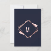 Rose Gold Navy Blue Mauve Geometric UAWG RSVP Karte (Rückseite)