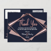 Rose Gold Navy Blue Mauve Geometric Vielen Dank Postkarte (Vorne/Hinten)