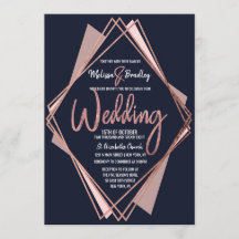 Rose Gold Navy Blue Mauve Geometric Wedding