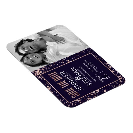 Rose Gold Navy Blue Paint Spritzer speichern Daten Magnet (Rechte Seite)