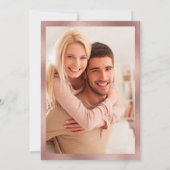 Rose Gold Navy Blue Pink Foto Hochzeit Einladung (Rückseite)