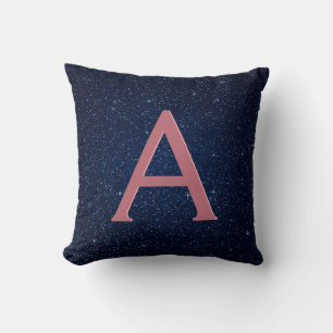 Rose Gold & Navy Blue Sparkone Glitzer Mit Monogra Kissen
