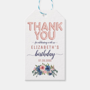 Rose Gold Navy Blush Floral Geburtstag Vielen Dank Geschenkanhänger