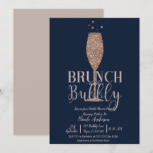 Rose Gold Navy Champagne Bubbly Bridal Brunch