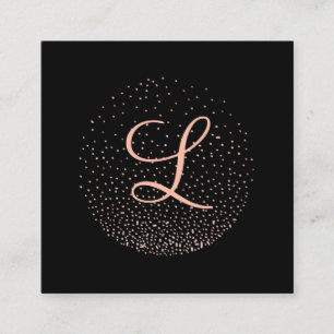 Rose Gold & Navy Chic minimalistischer Kreis-Mon Quadratische Visitenkarte