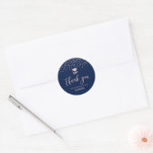 Rose Gold & Navy Confetti Graduation Party Gefalle Runder Aufkleber (Umschlag)