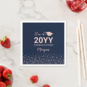 Rose Gold Navy Confetti Graduation Party Serviette (Beispiel)