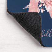 Rose Gold Navy Floral Water Monogram Mousepad (Ecke)