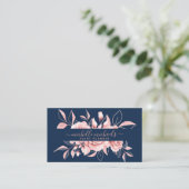 Rose Gold Navy Floral Watercolor Event Plane Visitenkarte (Stehend Vorderseite)