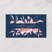 Rose Gold Navy Floral Watercolor Event Plane Visitenkarte (Vorderseite)
