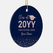 Rose Gold & Navy Foto Abschluss Weihnachtsgeschenk Keramik Ornament (Rechts)