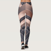 Rose Gold Navy Geometric Fan Neo Deco Art Leggings (Rückseite)