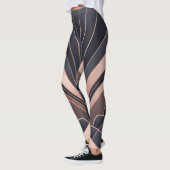 Rose Gold Navy Geometric Fan Neo Deco Art Leggings (Links)