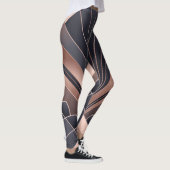 Rose Gold Navy Geometric Fan Neo Deco Art Leggings (Rechts)