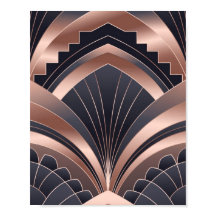 Rose Gold Navy Geometric Fan Neo Deco Art